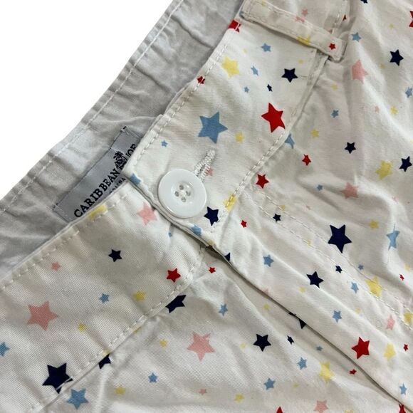 Caribbean Joe White Multicolored Star Print Shorts Size 12 - Picture 7 of 10